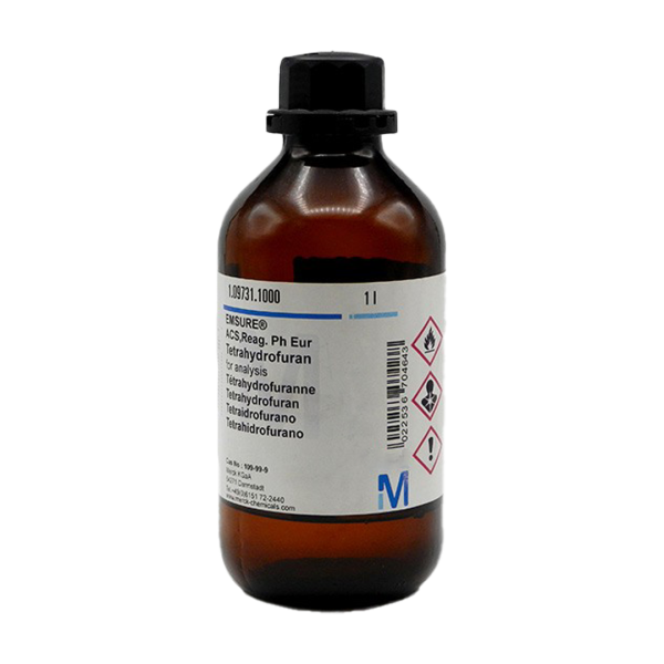 تتراهیدروفوران (THF) یک حلال آلی قطبی، بی‌رنگ و قابل اشتعال با خلوص بالا (≥99.8%) است که در سنتز شیمیایی، صنایع پلیمری و داروسازی کاربرد دارد و مطابق با استانداردهای ACS و فارماکوپه اروپا تولید می‌شود.