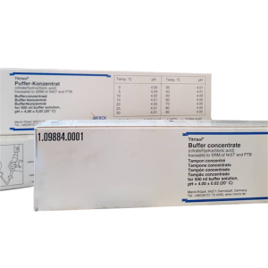 آمپول پلاستیکی با درپوش آبی حاوی محلول غلیظ بافر (Buffer concentrate) با برچسب مرک (Merck) و شماره کاتالوگ 109884.