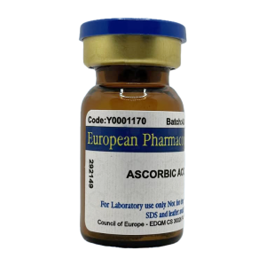 بطری استاندارد مرجع دارویی Ascorbic Acid Impurity D با کد Y0001170 از European Pharmacopoeia، مناسب برای آزمون‌های خلوص و شناسایی ویتامین C در آزمایشگاه‌های دارویی.
