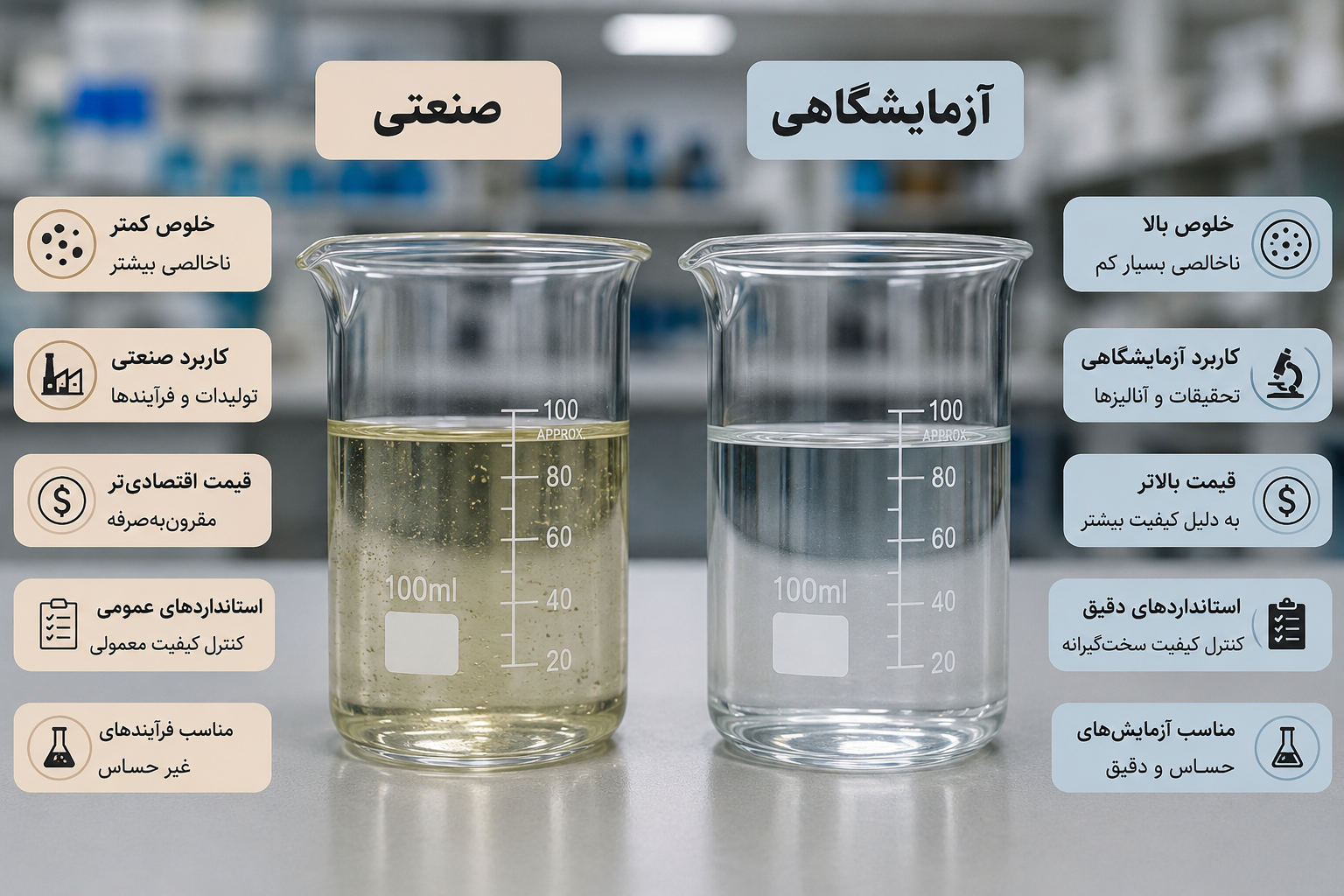 تفاوت گرید آزمایشگاهی و صنعتی